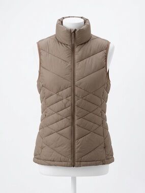 ZeroXposur Quilted Sleeveless Vest - Taupe Beige Brown Size Small